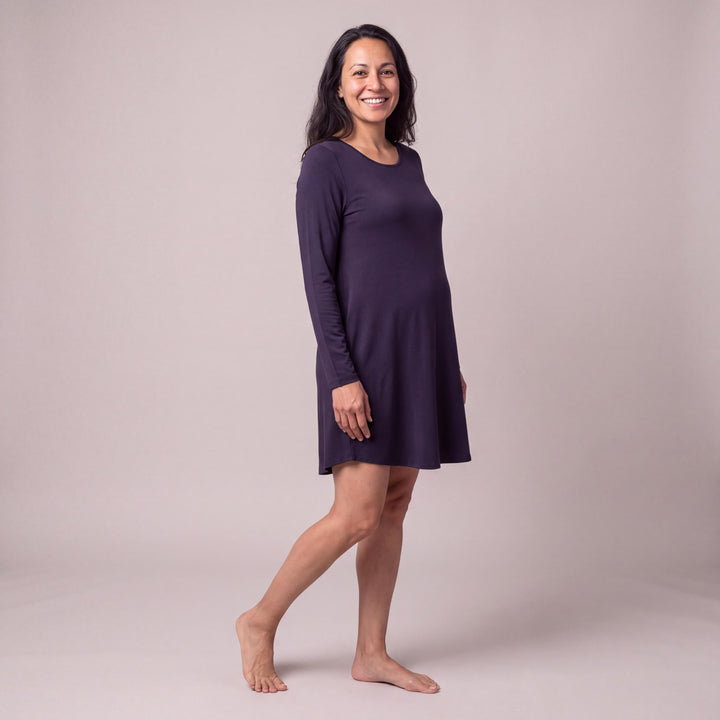 Navy Cool-jams DayBasics Long Sleeve Scoop Neck Nightshirt for women, gentle against the skin