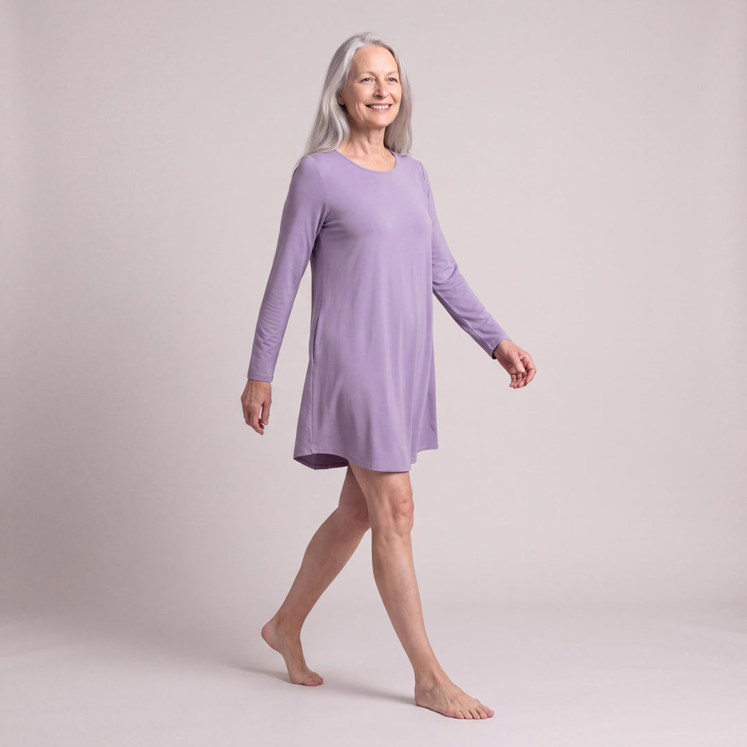Violet Cool-jams DayBasics Long Sleeve Scoop Neck Nightshirt for women, gentle against the skin
