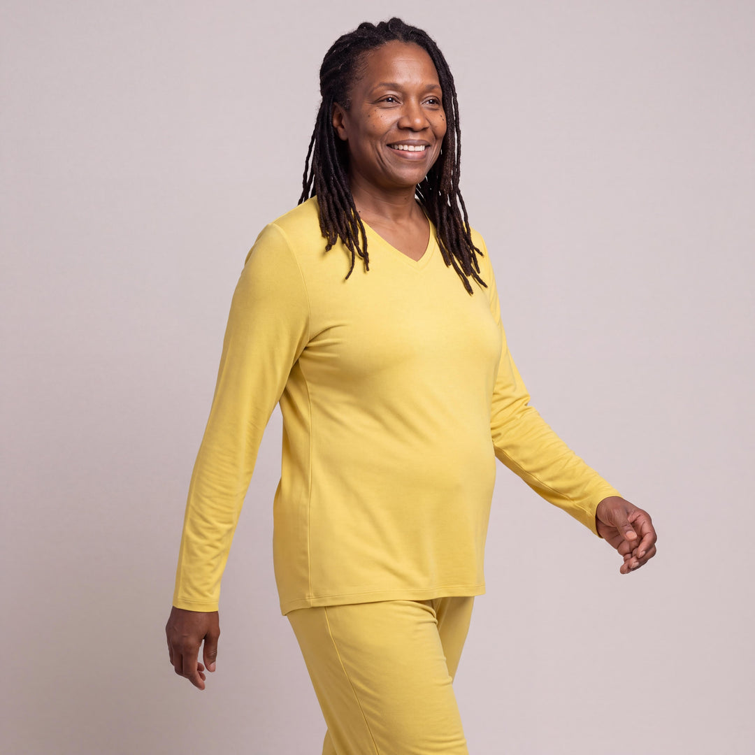 Lemon Cool-jams DayBasics Long Sleeve T-Shirt Top for women, lightweight DayBasics fabric