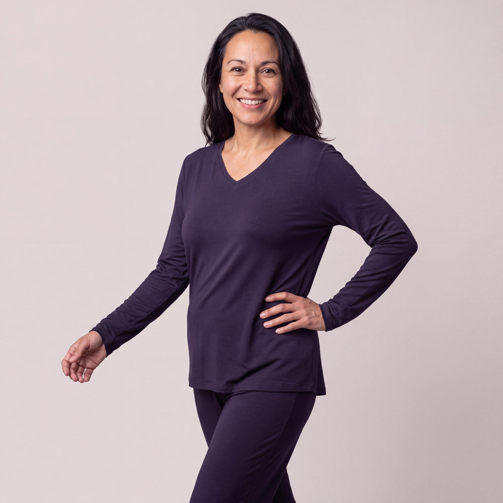Navy Cool-jams DayBasics Long Sleeve T-Shirt Top for women, versatile lounge and sleepwear