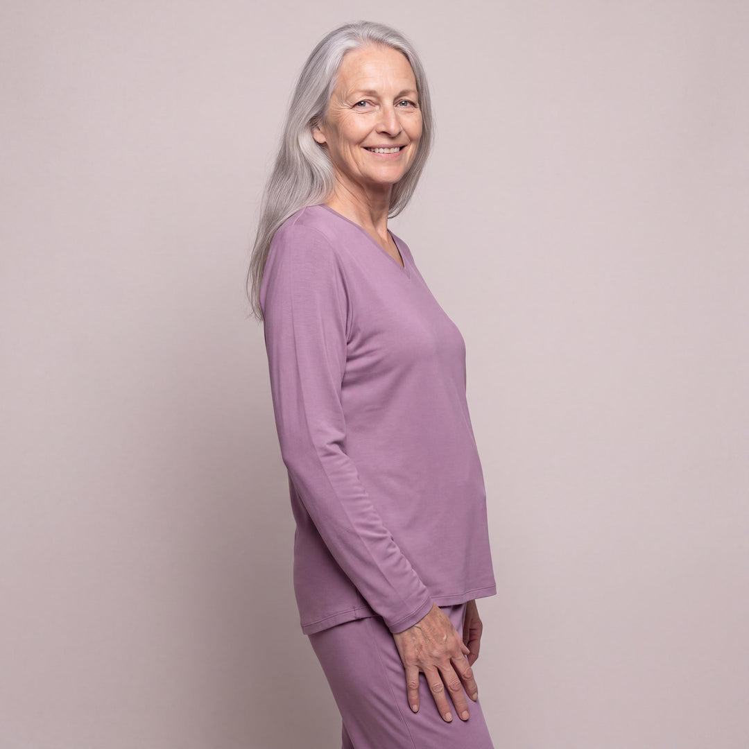 Violet Cool-jams DayBasics Long Sleeve T-Shirt Top for women, versatile lounge and sleepwear