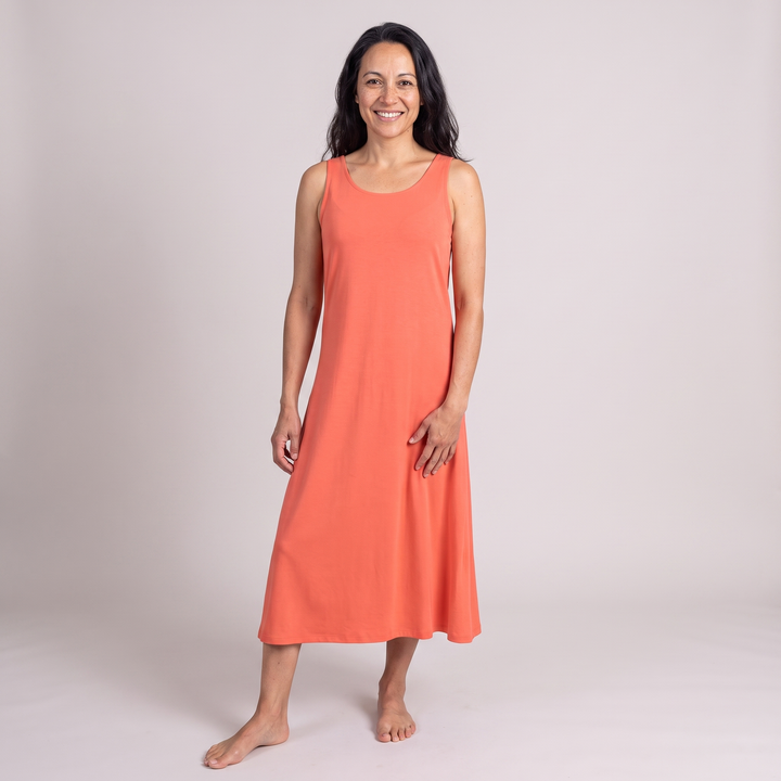 Coral Cool-jams DayBasics Long Tank Gown for women, comfortable everyday sleepwear