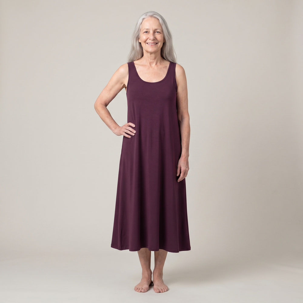 Merlot Cool-jams DayBasics Long Tank Gown for women, soft and lightweight