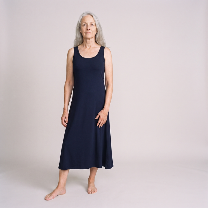 Navy Cool-jams DayBasics Long Tank Gown for women, versatile lounge and sleepwear