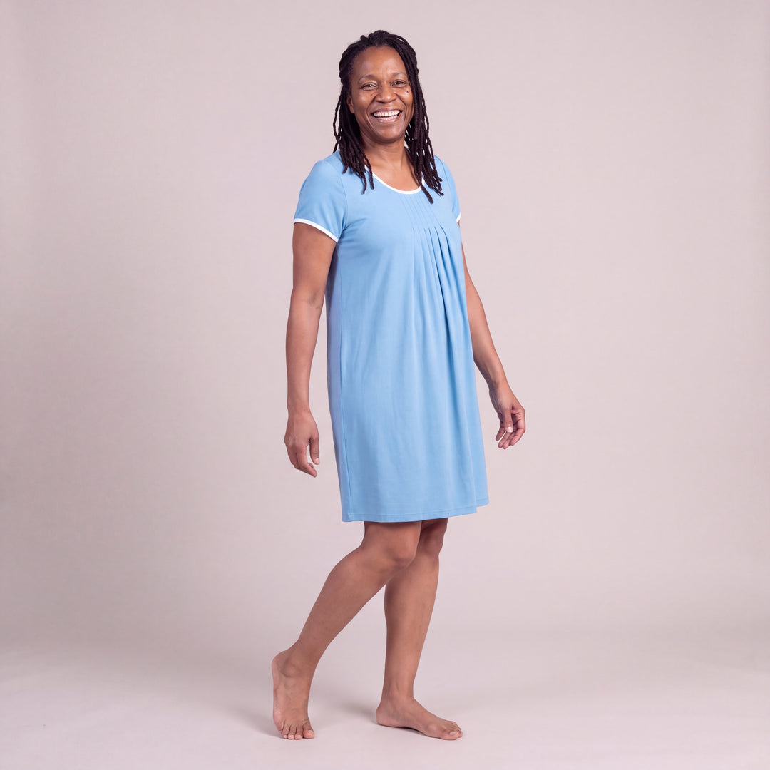 Women's DayBasics Pleated Front Short Sleeve Nightie in Island