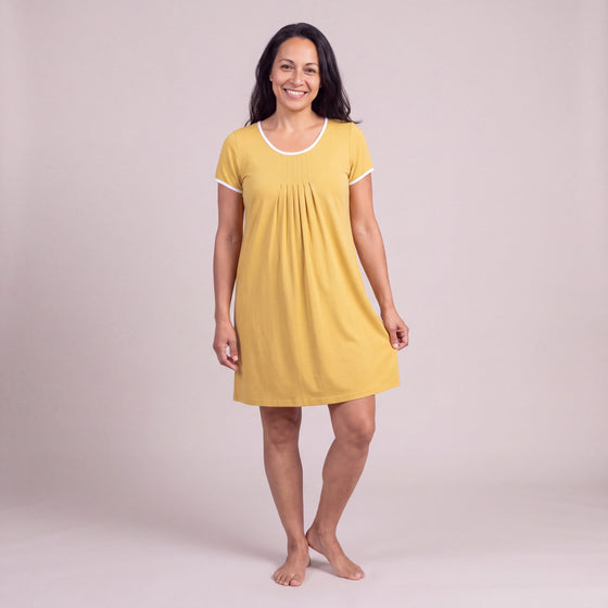 Pleated Front Short Sleeve Nightie