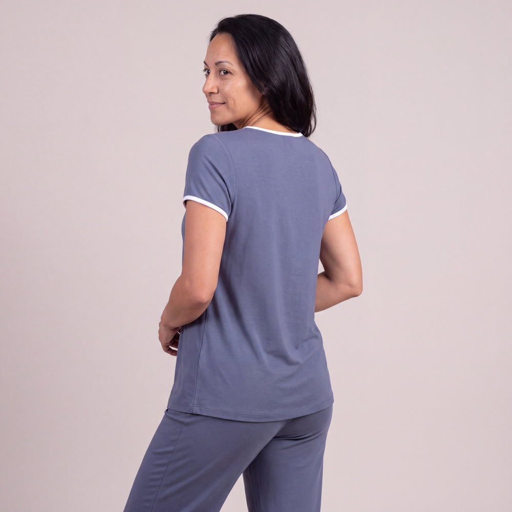Dusk Blue Cool-jams DayBasics Pleated T-Shirt for women, easy everyday sleepwear