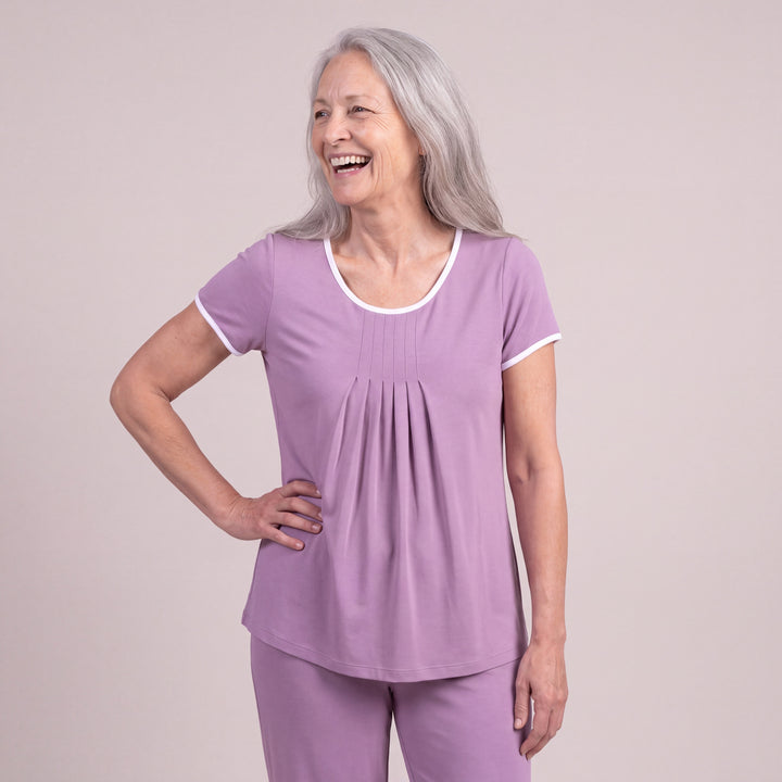 Violet Cool-jams DayBasics Pleated T-Shirt for women, versatile lounge and sleepwear