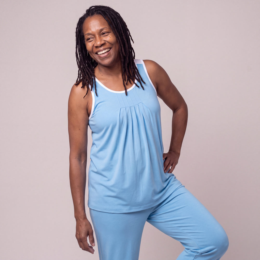 Island Cool-jams DayBasics Pleated Tank Top for women, versatile lounge and sleepwear