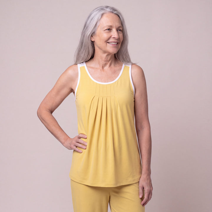 Lemon Cool-jams DayBasics Pleated Tank Top for women, lightweight DayBasics fabric