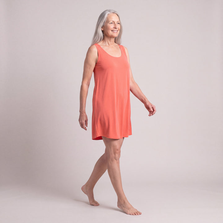 Coral Cool-jams DayBasics Scoop Neck Short Tank Nightgown/Coverup for women, easy everyday sleepwear