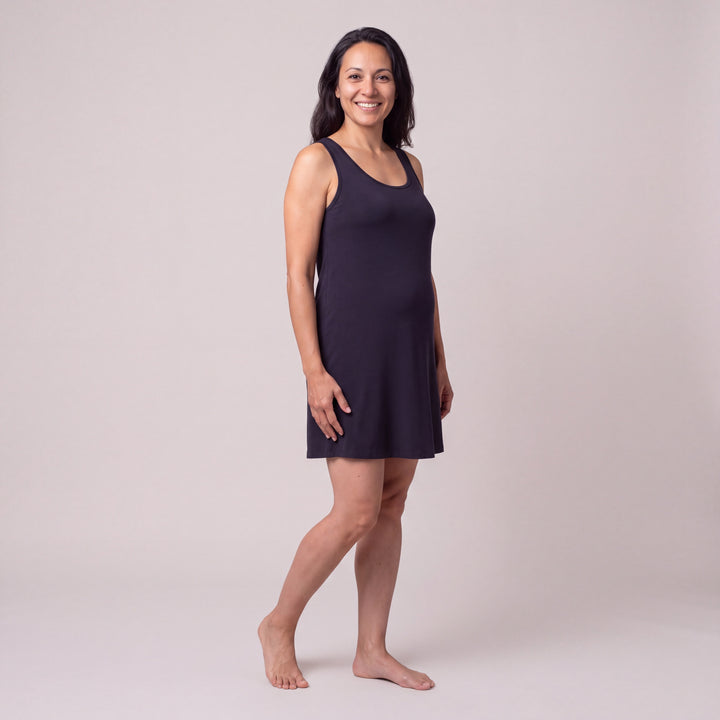 Navy Cool-jams DayBasics Scoop Neck Short Tank Nightgown/Coverup for women, easy everyday sleepwear