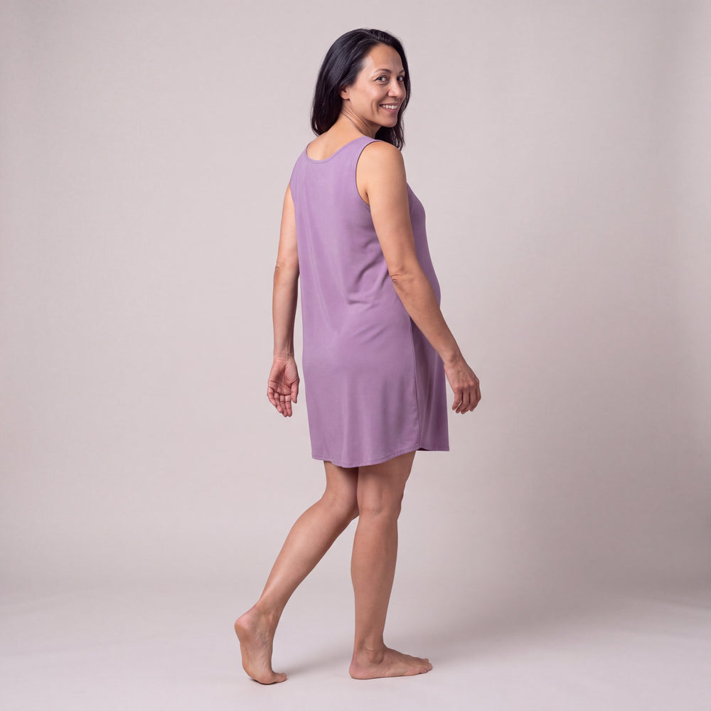 Violet Cool-jams DayBasics Scoop Neck Short Tank Nightgown/Coverup for women, breathable everyday fabric
