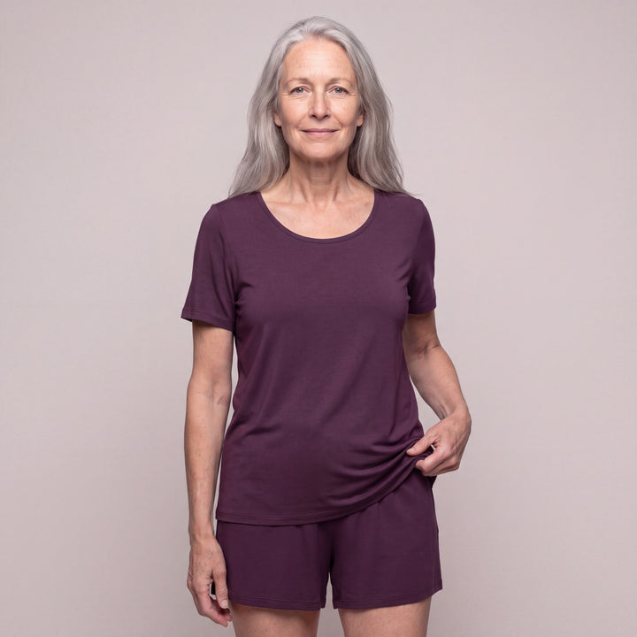 Merlot Cool-jams DayBasics Scoop T-Shirt for women, soft, breathable sleepwear for women