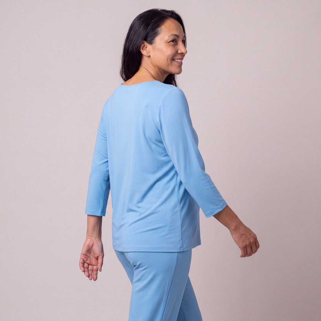 Women's DayBasics Scoop T-Shirt Top - 3/4 Sleeves in Island