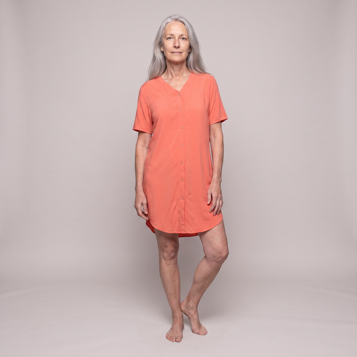 Coral Cool-jams DayBasics Snap Front Nightshirt for women, soft everyday sleepwear