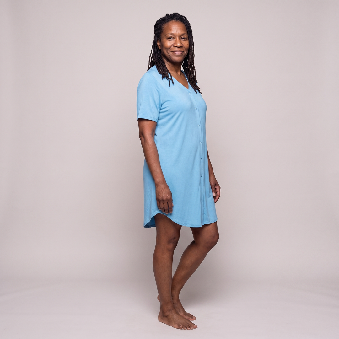 Island Cool-jams DayBasics Snap Front Nightshirt for women, comfortable everyday sleepwear