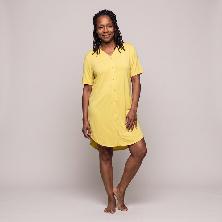 Lemon Cool-jams DayBasics Snap Front Nightshirt for women, comfortable everyday sleepwear