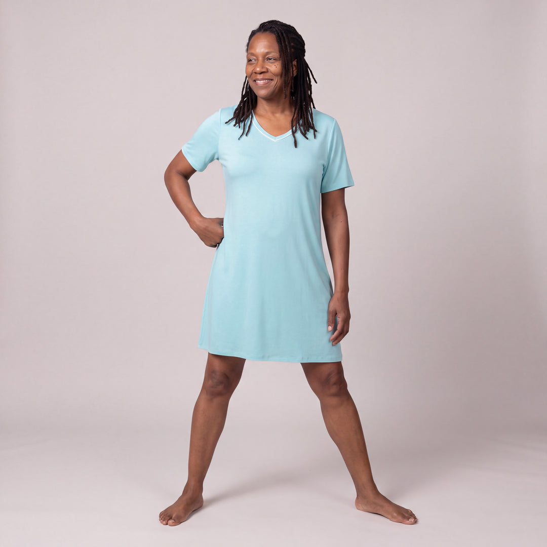 Women's DayBasics V-Neck Nightshirt in Aqua