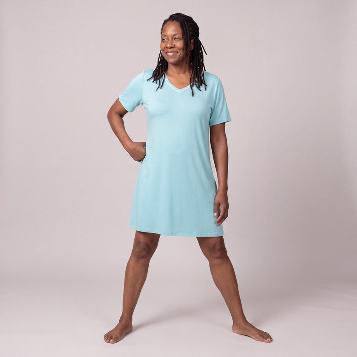 Aqua Cool-jams DayBasics V-Neck Nightshirt for women, easy everyday sleepwear