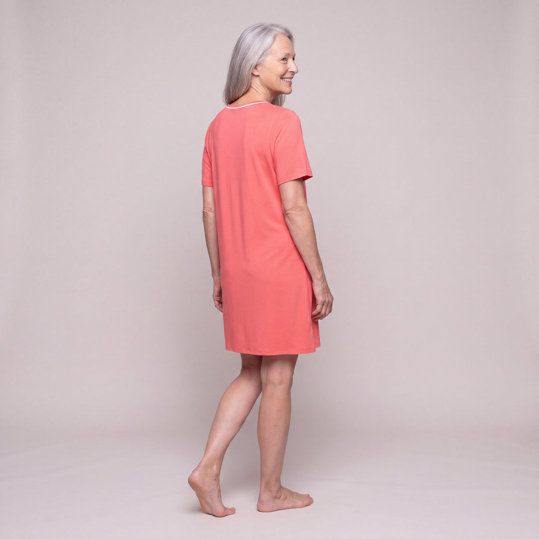 Women's DayBasics V-Neck Nightshirt in Coral