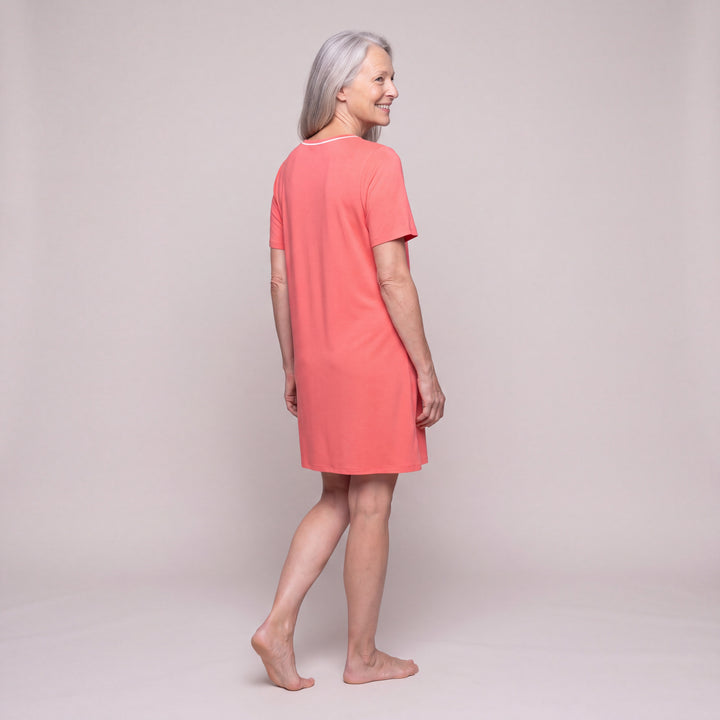 Coral Cool-jams DayBasics V-Neck Nightshirt for women, soft everyday comfort