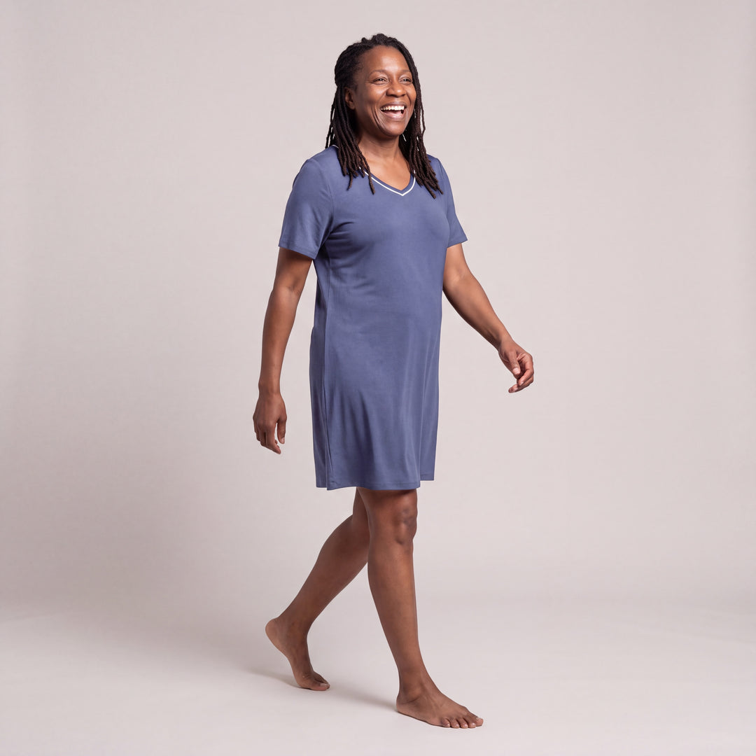 Women's DayBasics V-Neck Nightshirt in Dusk Blue