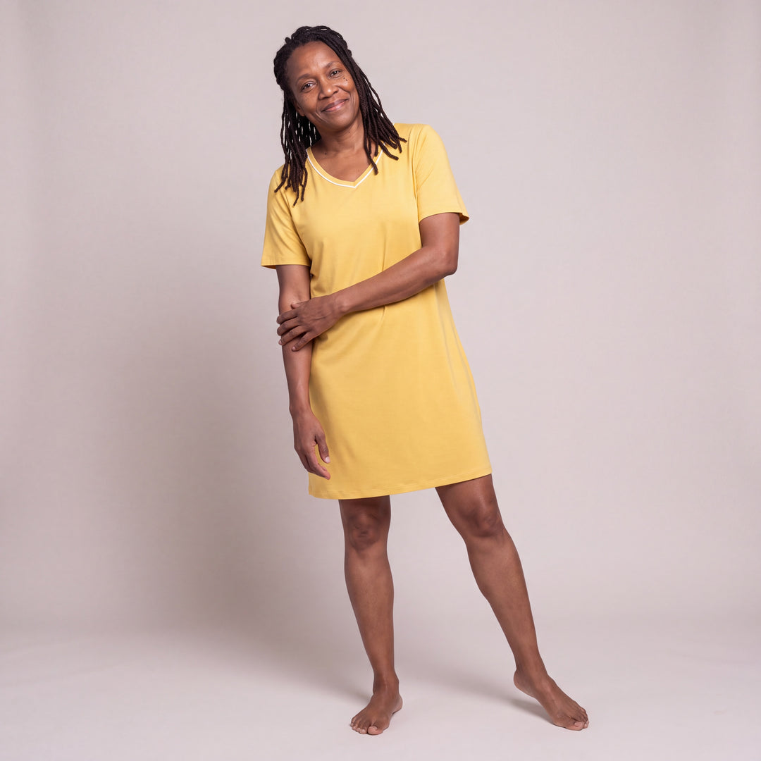 Women's DayBasics V-Neck Nightshirt in Lemon