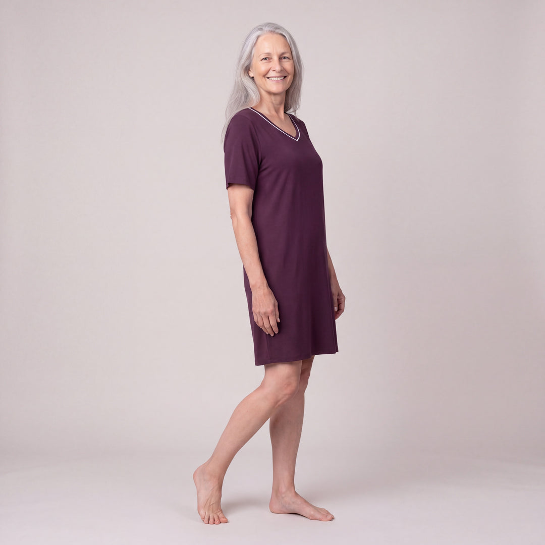 Women's DayBasics V-Neck Nightshirt in Merlot