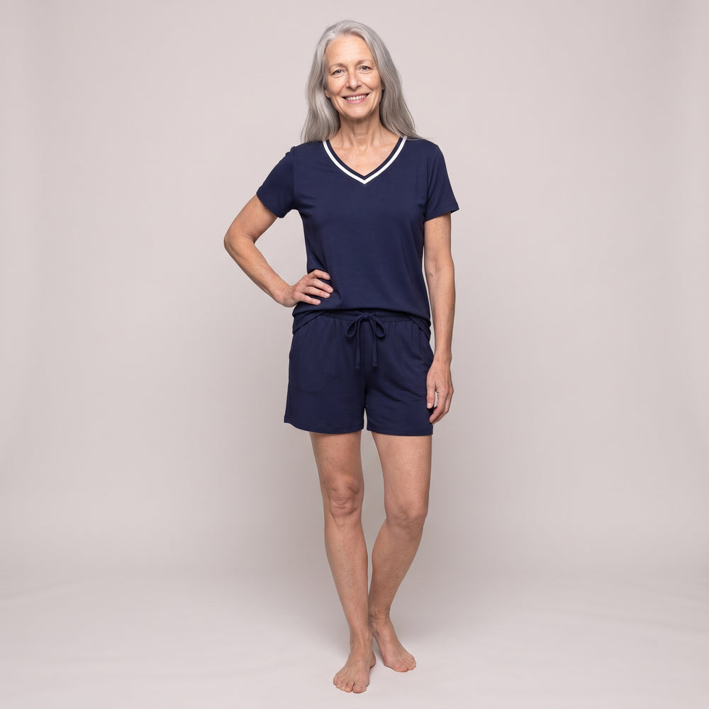 Navy Cool-jams DayBasics V-Neck Top for women, breathable everyday fabric