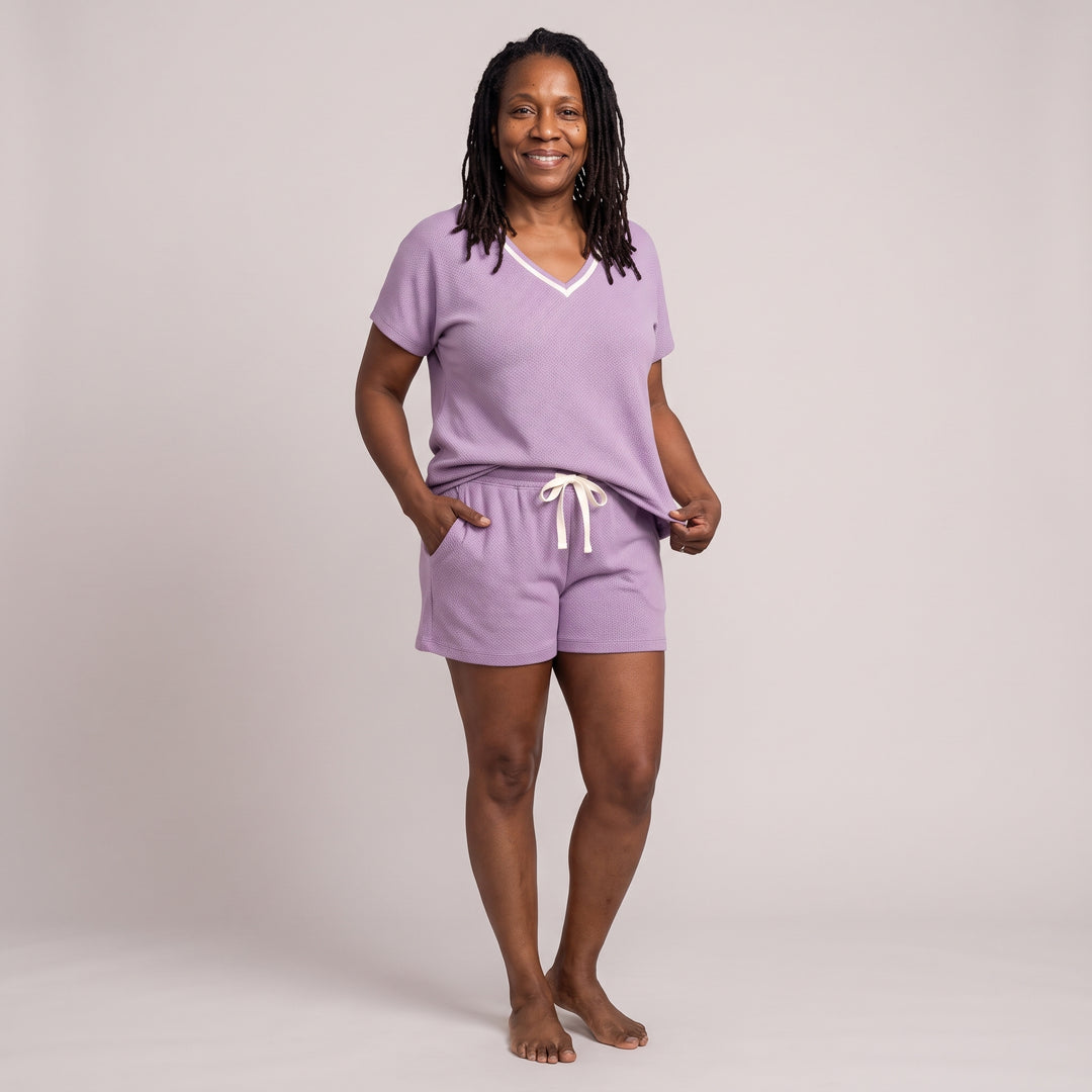 Violet Cool-jams DayBasics V-Neck Top for women, soft everyday comfort