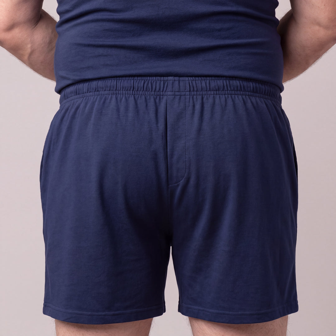 Navy Cool-jams NightCool Boxer Shorts for men, back view close-up
