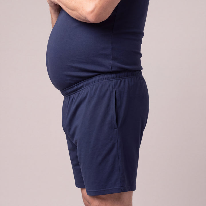 Navy Cool-jams NightCool Boxer Shorts for men, side view close-up