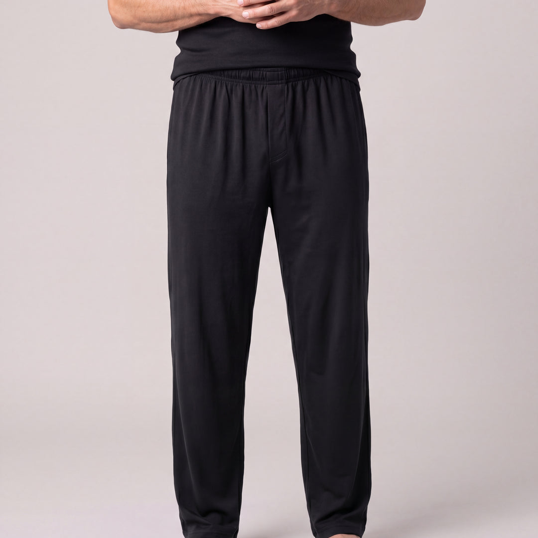 Black Cool-jams NightCool Pajama Pants for men, front view close-up