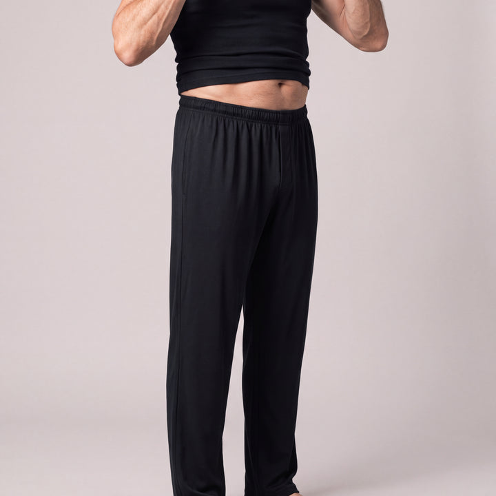 Black Cool-jams NightCool Pajama Pants for men, three-quarter view close-up