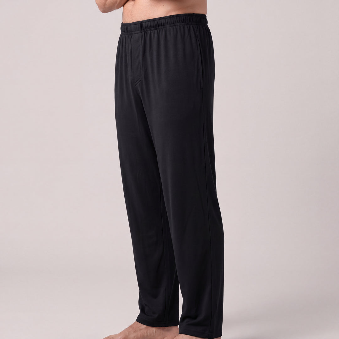 Black Cool-jams NightCool Pajama Pants for men, side view close-up