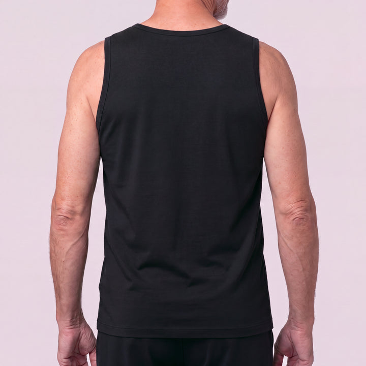 Black Cool-jams NightCool Tank Top for men, back view close-up