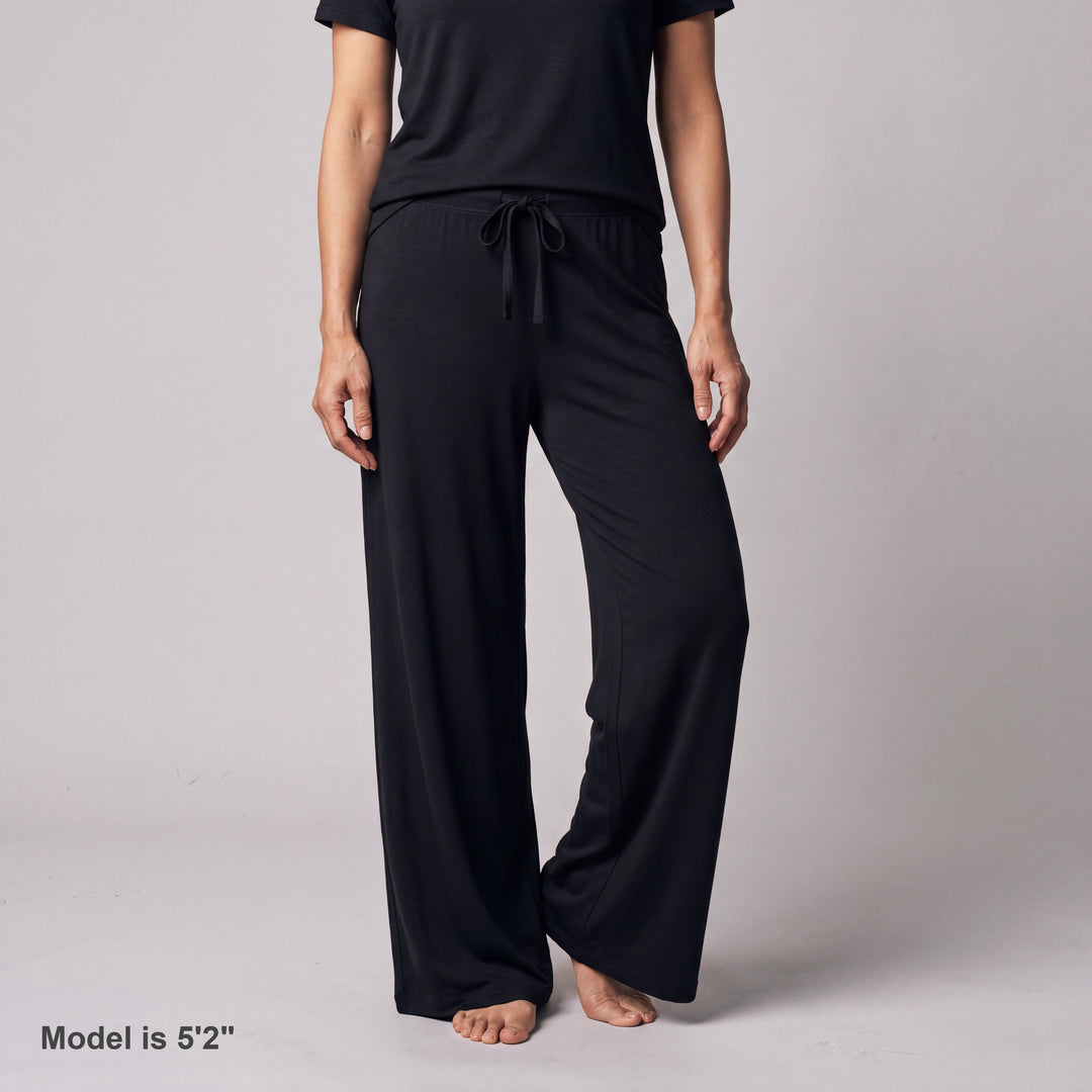 Women's NightCool Drawstring Waist Wide Leg Pants in Black