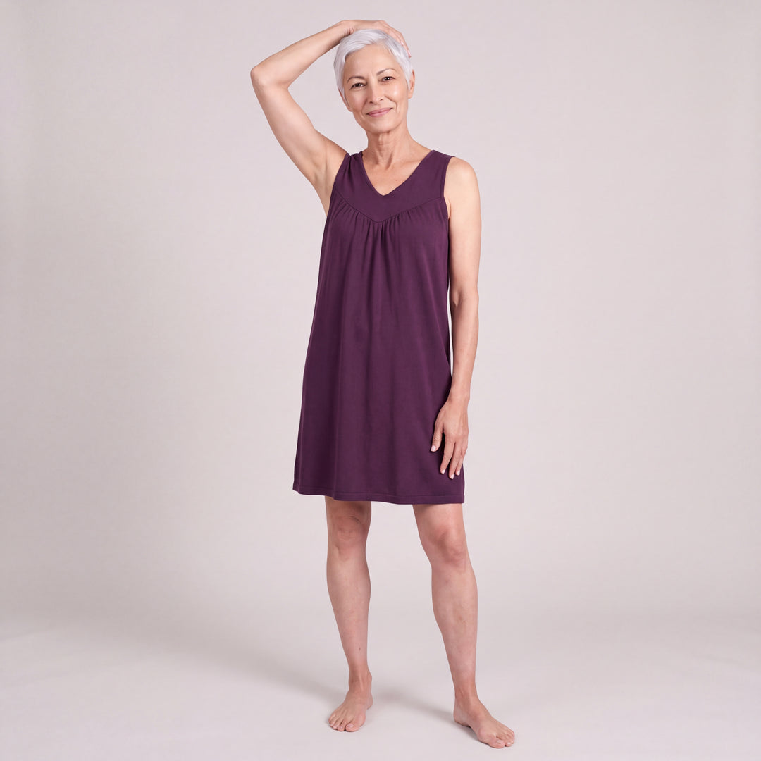 Women's NightCool Gathered Tank Nightgown in Merlot