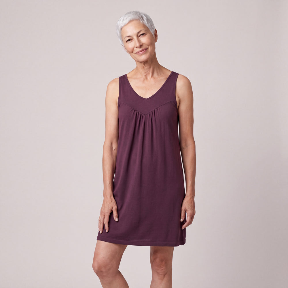 Women's NightCool Gathered Tank Nightgown in Merlot