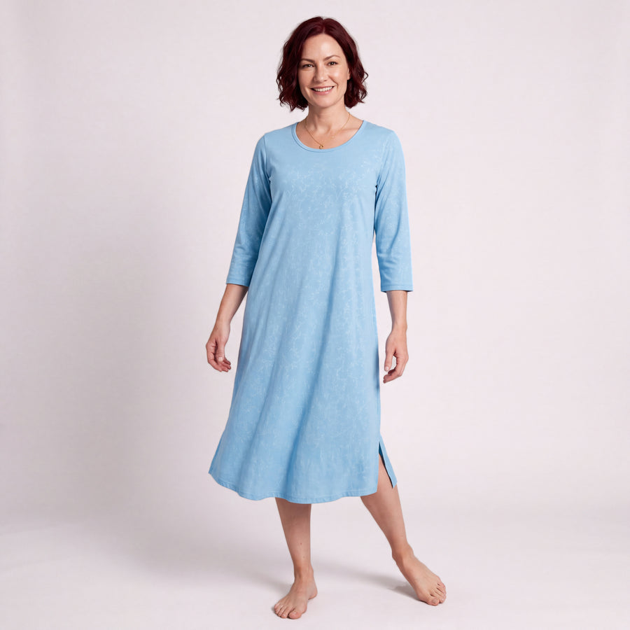 Long Scoop Neck Nightgown, 3/4 sleeves
