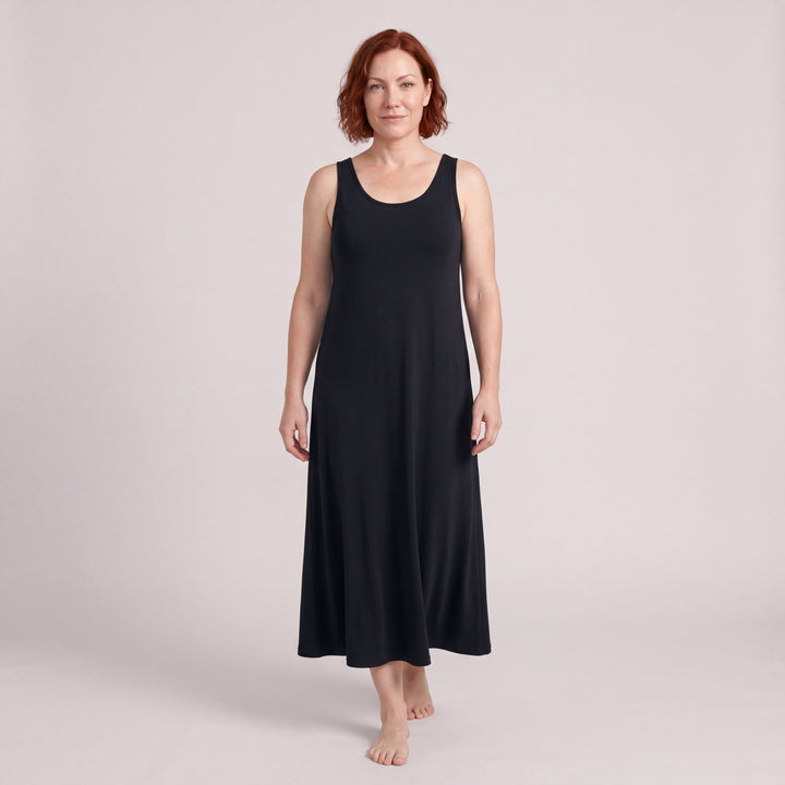 Black Cool-jams NightCool Long Tank Gown for women, full length, model standing