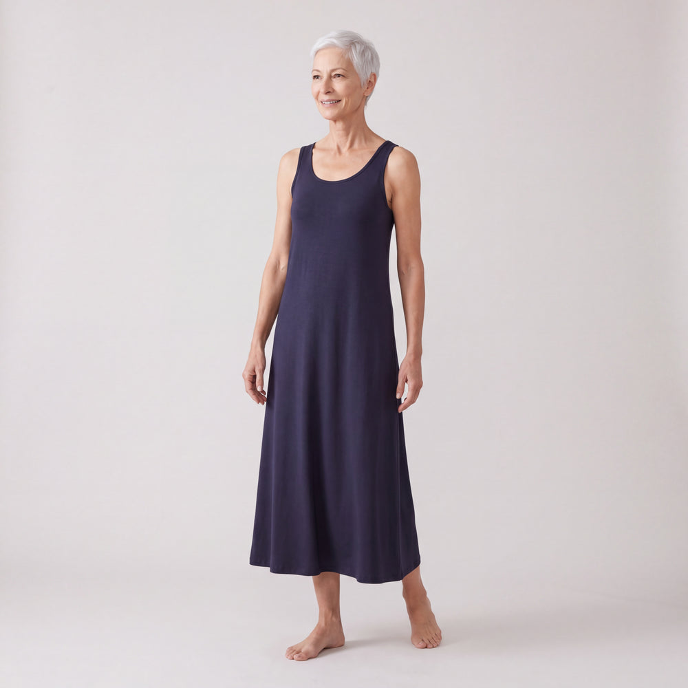 Women's NightCool Long Tank Gown in Navy