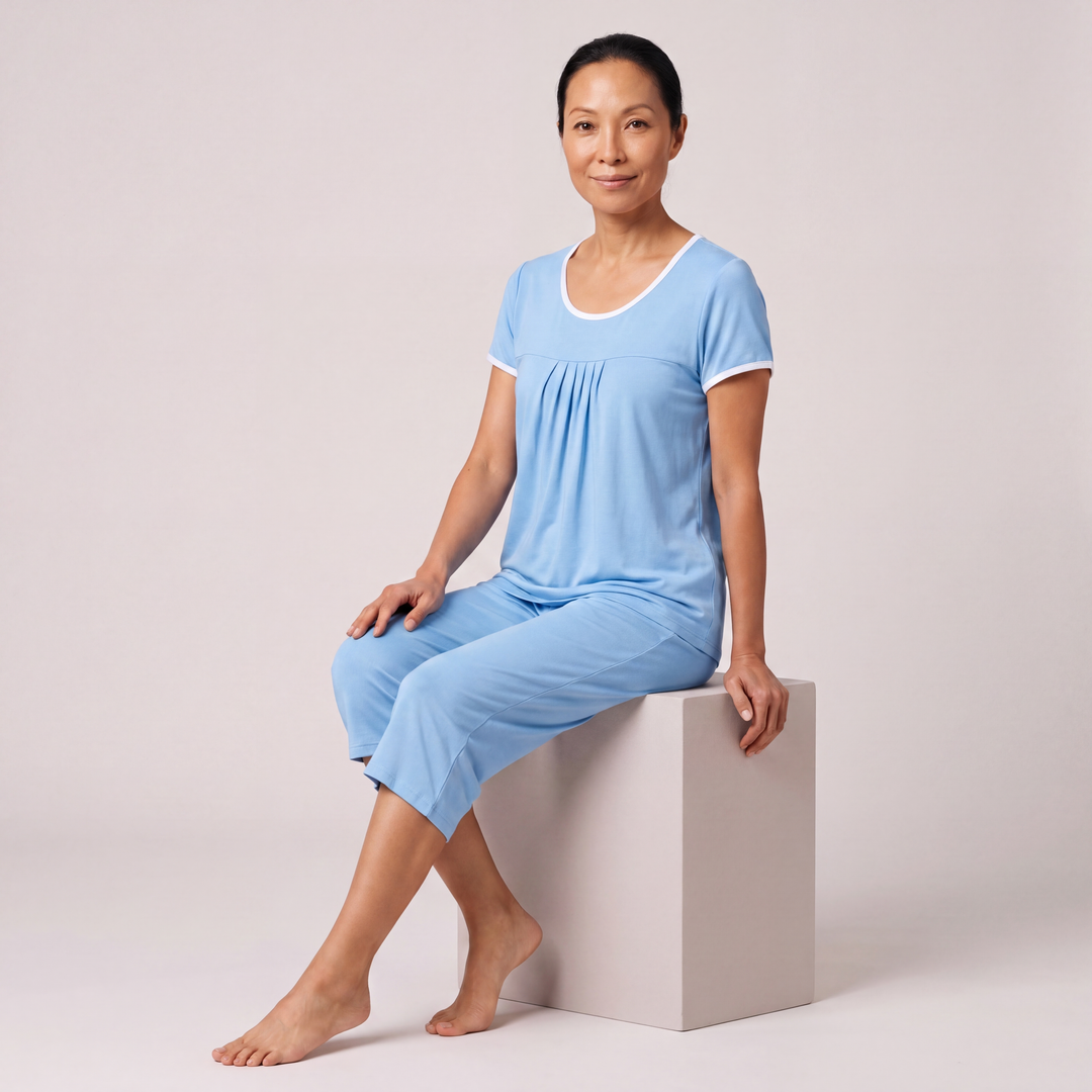 Island Cool-jams NightCool Pleated T-Shirt Capri Set for women, wicks sweat and dries fast