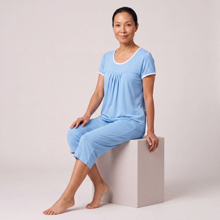 Island Cool-jams NightCool Pleated T-Shirt Capri Set for women, wicks sweat and dries fast