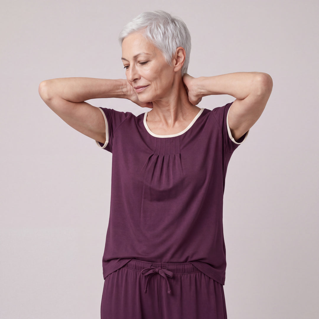 Women's NightCool Pleated T-Shirt in Merlot