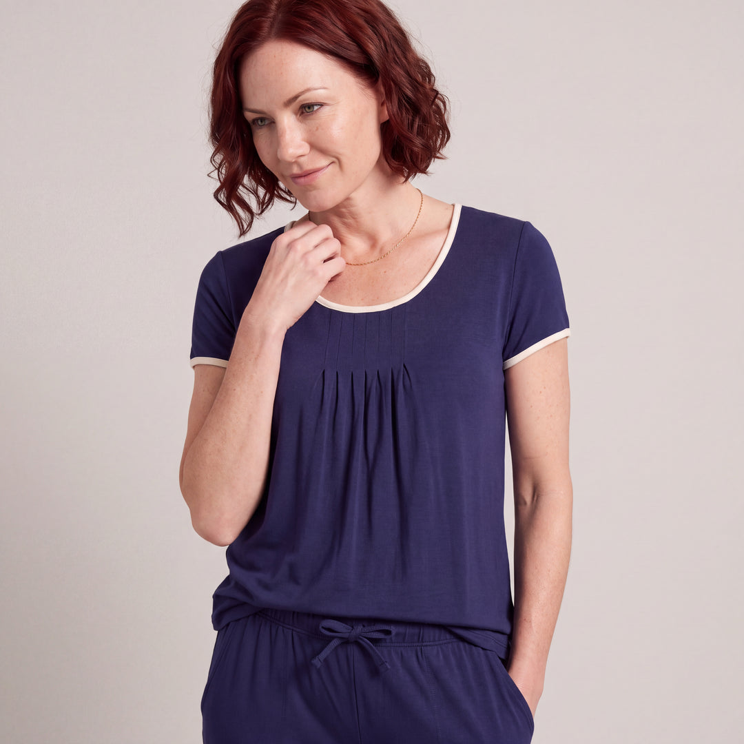 Women's NightCool Pleated T-Shirt in Navy