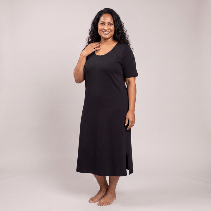 Black Cool-jams NightCool Scoop Neck Nightshirt for women, for warm nights