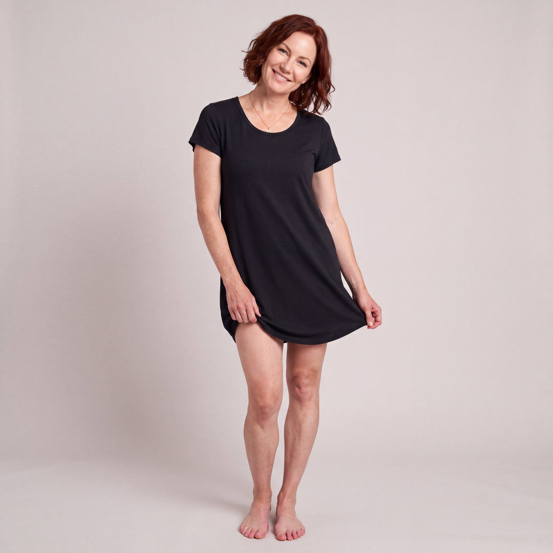 Women's NightCool Scoop Neck Nightshirt/Cover-Up in Black