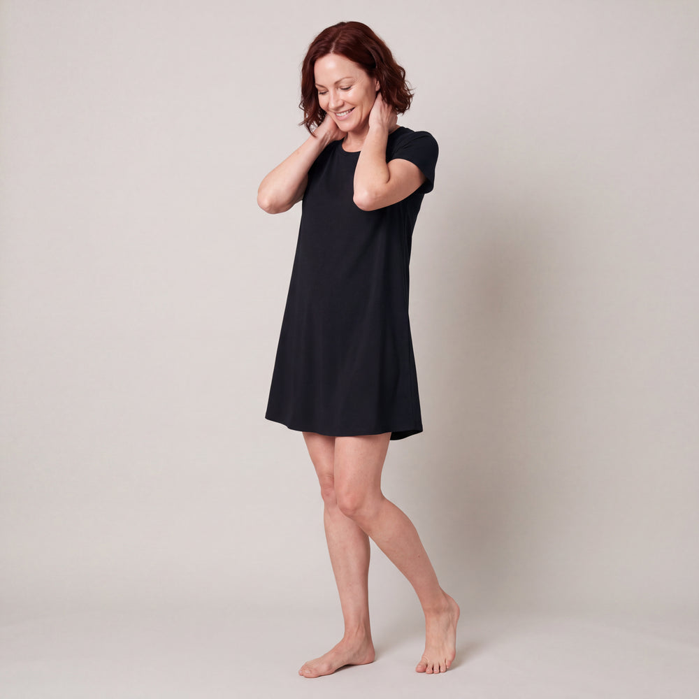 Women's NightCool Scoop Neck Nightshirt/Cover-Up in Black